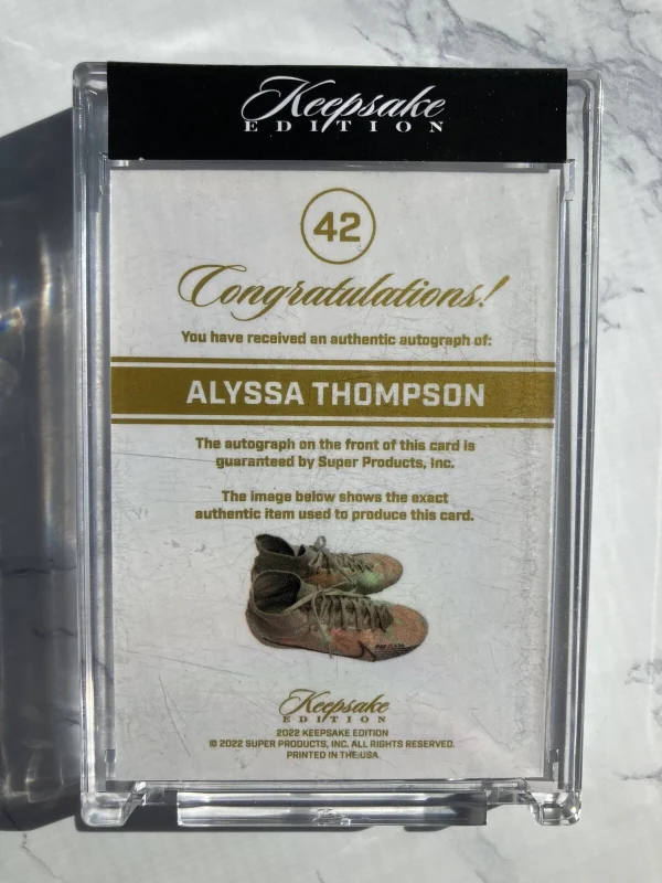 2022 Keepsake Alyssa Thompson Shoe Patch Auto /50 Rookie Card - Image 2