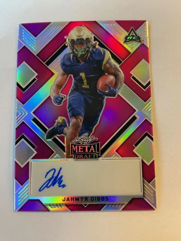 2022 Leaf Metal Draft Jahmyr Gibbs Auto Pink RC /20