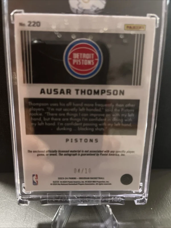 2023-24 Panini Obsidian Ausar Thompson Rookie Patch Auto Gold Flood /10 - Image 2