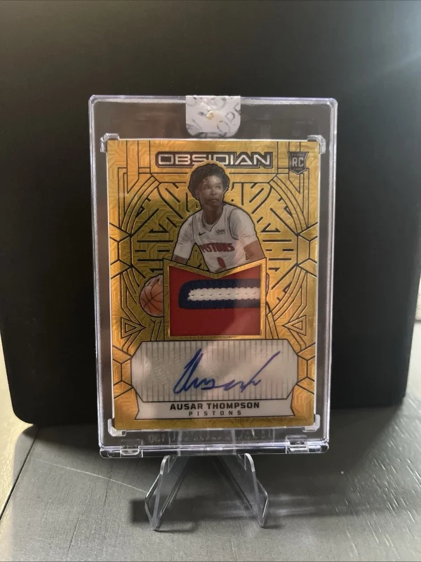 2023-24 Panini Obsidian Ausar Thompson Rookie Patch Auto Gold Flood /10