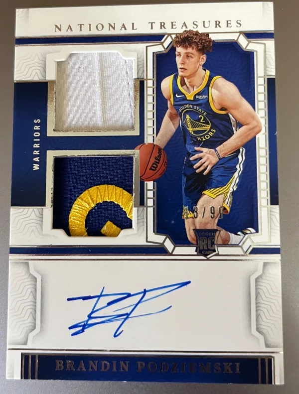 2023 National Treasures Brandin Podziemski Rookie Dual Patch Auto /99