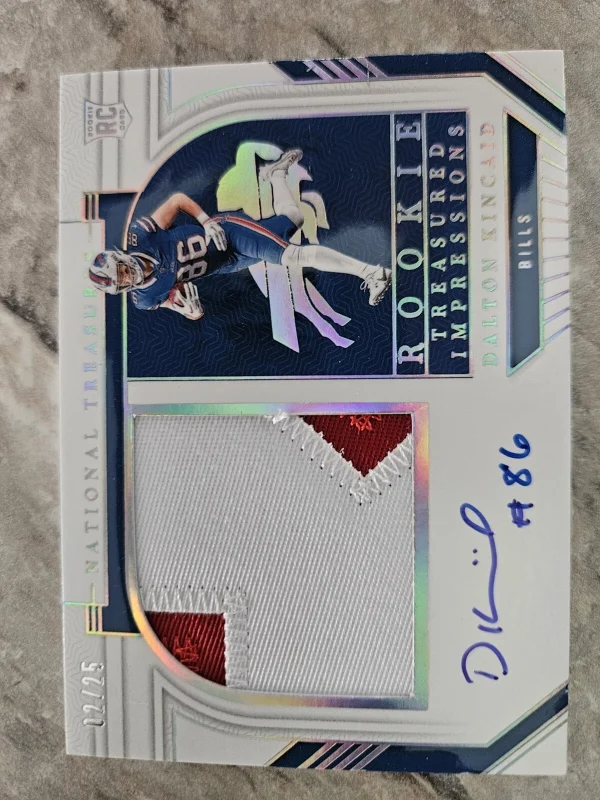 2023 National Treasures Dalton Kincaid 12/25 RPA On Card Jersey # Inscription