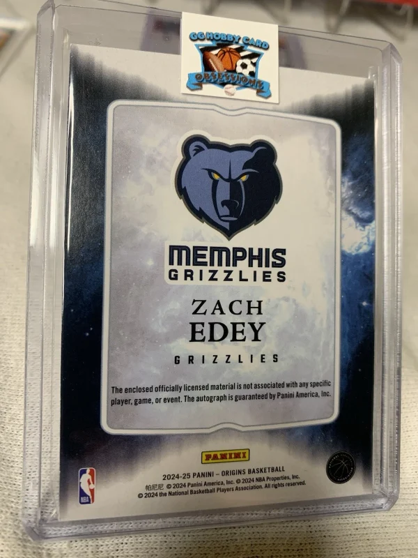 2024-25 Panini Origins Zach Edey RC Rookie Green Tag Patch Auto RPA 1/5 - Image 2