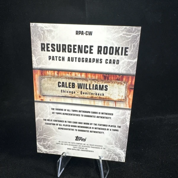 2024 Topps Resurgence Caleb Williams Rookie Patch Auto Purple /75 PLAYER WORN! - Image 2