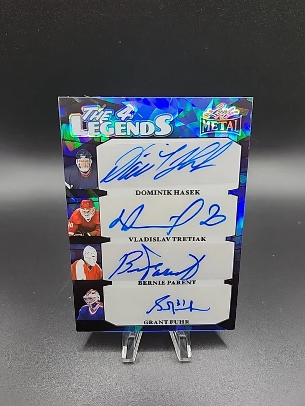 2025 Leaf Metal The 4 Legends Auto Hasek Tretaik Parent Fuhr Hockey Card 1/1